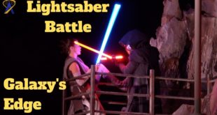 Star Wars Lightsaber Battle and Stunt Show in Galaxy's Edge during media event