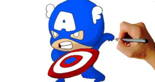How to Draw Captain America Chibi from Marvel Civil War Characters Easy Step by Step