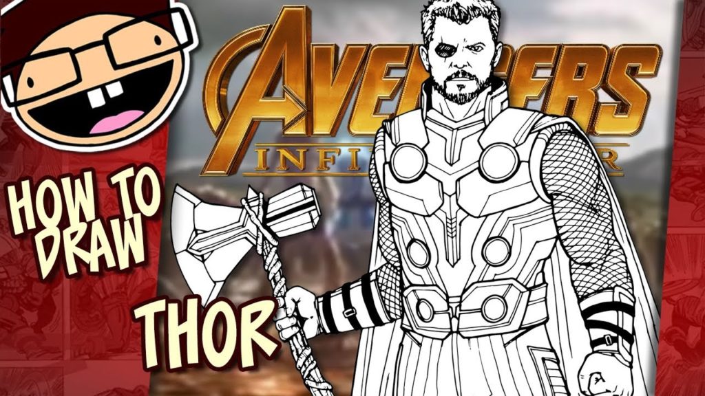 Step by Step How to Draw Thor from The Avengers  Earths Mightiest Heroes   DrawingTutorials101com