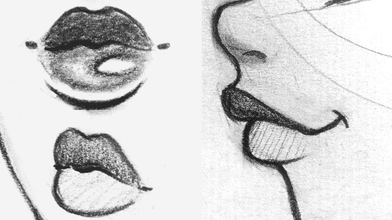 How to Draw Lips - Front, Side, 3/4 View ♡
