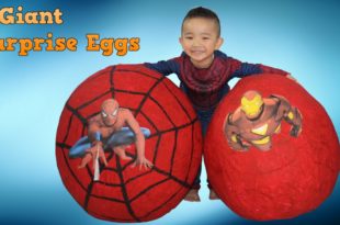 2 Super Giant Surprise Eggs Spiderman Ironman Toys opening Disney Marvel Avengers  CKN Toys