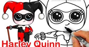 How to Draw Chibi Harley Quinn step by step Cute DC comics Villain