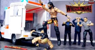 WWE AMBULANCE ACTION FIGURE MATCH | SETH ROLLINS VS BROCK LESNAR WRESTLEMANIA