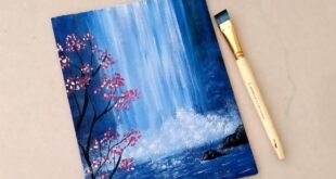 Easy Waterfall Drawing Painting tutorial for beginners - Step by step Waterfall
