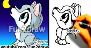 How to Draw a Cartoon Wolf - Draw Animals Cute Art - Fun2draw