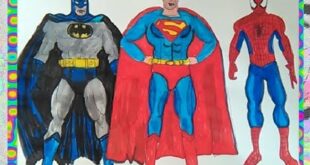 Superman, Batman vs Spiderman SuperHeroes How to colors for kids Coloring pages book