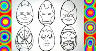 Superheroes Eggs Coloring Pages Spiderman, Thor, Hulk, Wolverine, Batman,ironman