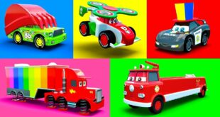 Cars Cartoons McQueen, Mack, Fire Truck, Excavator, Police Car, Garbage Truck & more Color Vehicles