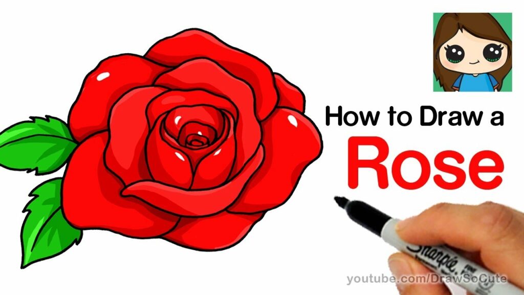 How to Draw a Rose Easy - step by step rose drawing easy