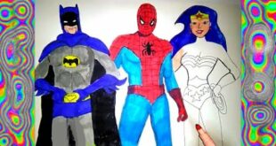 Draw and Color  Super Hero Spiderman, Batman,  Coloring pages  Wonder Woman  Learn colors for kids