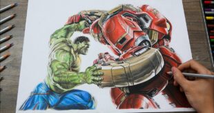 Marvel Drawing - Final Battle Hulk vs Hulkbuster | Timelapse 4k