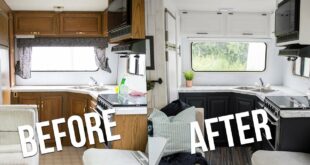 OUR DIY CAMPER KITCHEN REVEAL | How to Paint Oak Cabinets in an RV | The DIY Mommy