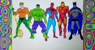 Superheroes Iron man Spiderman  Aquaman Coloring pages Hulk Batman  colors kids