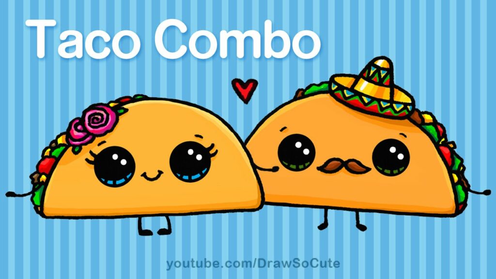 How to Draw Cartoon Tacos Cute step by step Easy - Cute Cartoon Food - Epic  Heroes Entertainment Movies Toys TV Video Games News Art