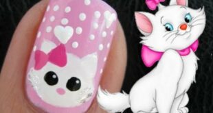 Cute Marie the Cat Nail Art Tutorial from the Disney Movie The Aristocats Animal Nail Design