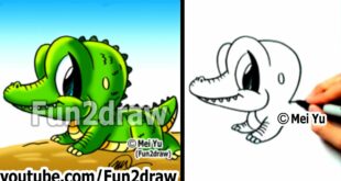 How to Draw Cartoon Characters Easy - How to Draw a Alligator - Draw Animals - Fun2draw Online Class