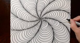 How to Draw Optical Line Illusions - Spiral Doodle Pattern 9