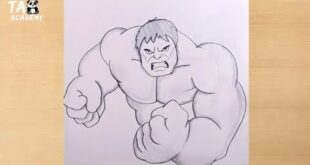 Easy step by step Hulk superhero pencil sketch