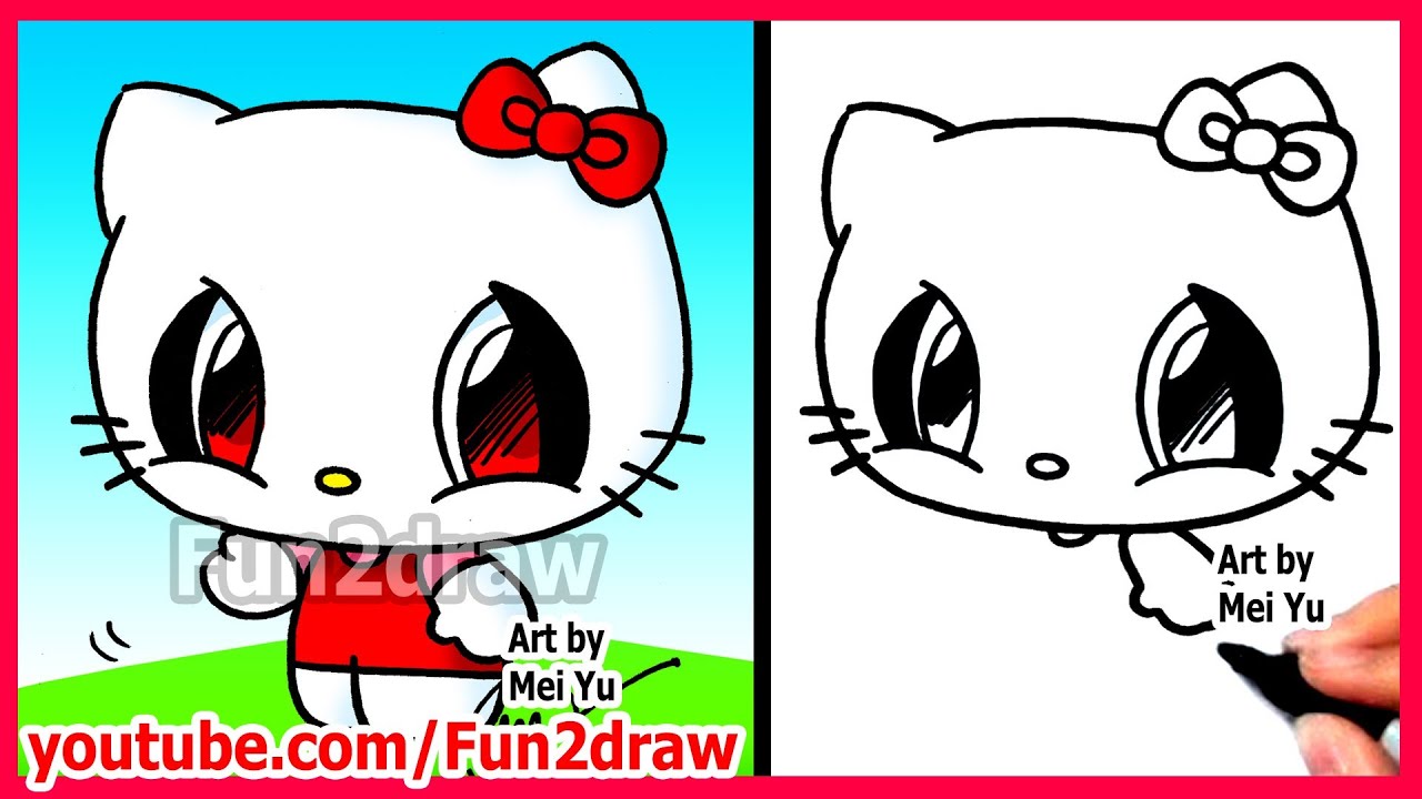 How to Draw Hello Kitty Cartoon Characters -Fun2draw Art Lessons