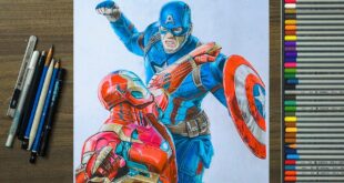 Marvel Drawing - Final Battle Captain America vs Iron Man | Timelapse 4k