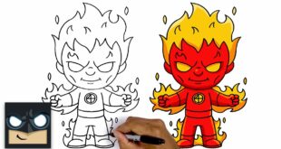 How To Draw Human Torch | Fantastic Four