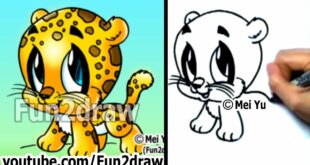 How to Draw Cartoon Characters - How to Draw a Baby Jaguar - Cute Art - Fun2draw Online Art Lessons