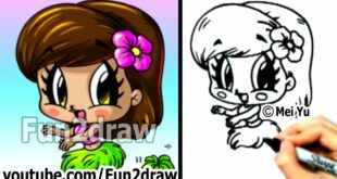 How to Draw Cartoon People - Chibi Hula Girl - Cute Art - Fun2draw | Online Art Lessons