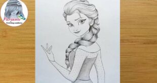How to Draw Disney Princess Elsa - step by step Frozen w/ Pencil Sketch