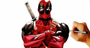 How to draw Deadpool from marvel easy step by step drawing lesson
