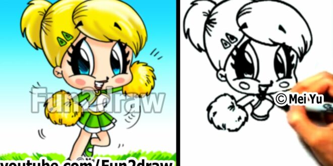 How to Draw Cartoon People - How to Draw a Cheerleader - Drawing Step by Step - Fun2draw Art Classes