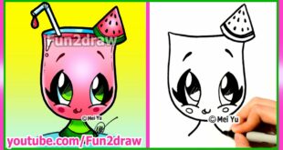 How to Draw Cartoons - Cute Easy Watermelon Drink | Fun2draw Online Art Lessons