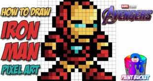 How to Draw Iron Man 16-Bit Pixel Art - Marvel's Avengers Endgame Drawing IronMan Tony Stark