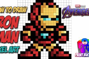 How to Draw Iron Man 16-Bit Pixel Art - Marvel's Avengers Endgame Drawing IronMan Tony Stark
