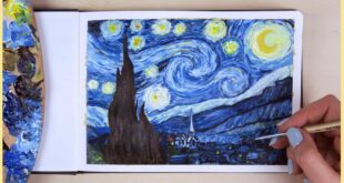 How to Paint the Starry Night with Acrylic Paint Step by Step | Art Journal Thursday Ep. 24