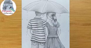 How to draw Couple With Umbrella - step by step || Boy & Girl Pencil Sketch