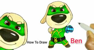 How To Draw Ben From Talking Tom Heroes Easy | Cartooning Cute Drawings