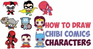 How to Draw Chibi Superheroes easy for kids step by step drawing tutorial (cute / kawaii)