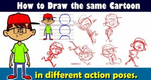 How to draw the same Cartoon Character in different poses Part-1 | Character Design | RinkuArt