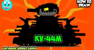 How To Draw Cartoon Tank KV-44M | HomeAnimations - Cartoons About Tanks