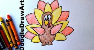 How To Draw a Cartoon Thanksgiving Turkey - Easy Cartoon Style Drawing Tutorial for Kids!
